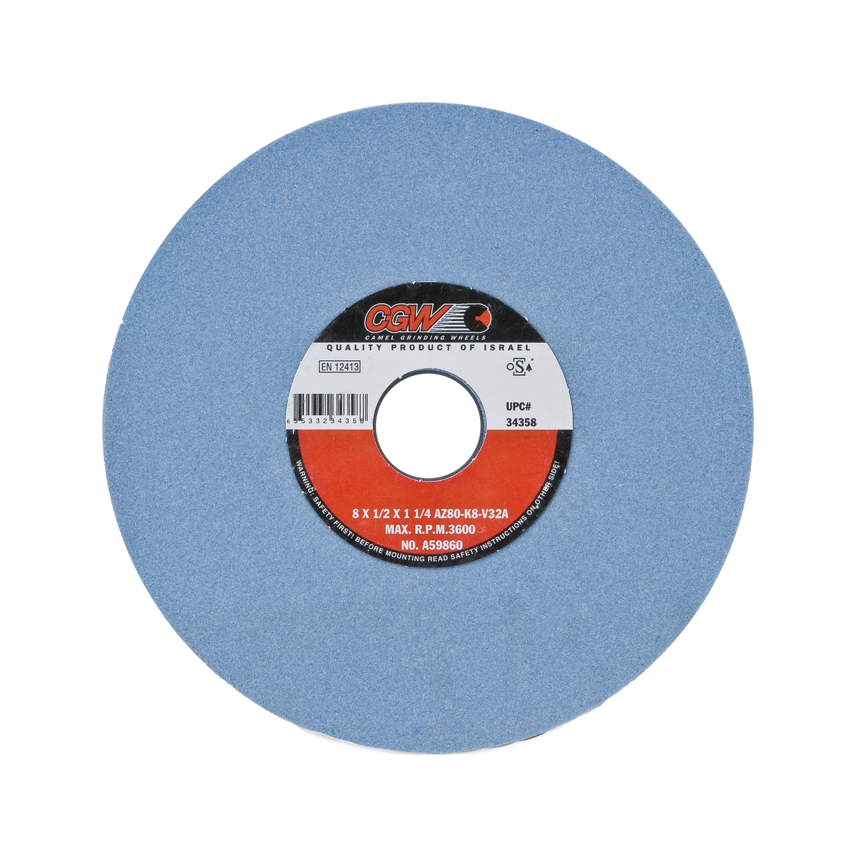 12" X 1-1/2" X 5" T5 AZ-46J 46-Grit Premium Blue Aluminum Oxide Surface Grinding Wheel