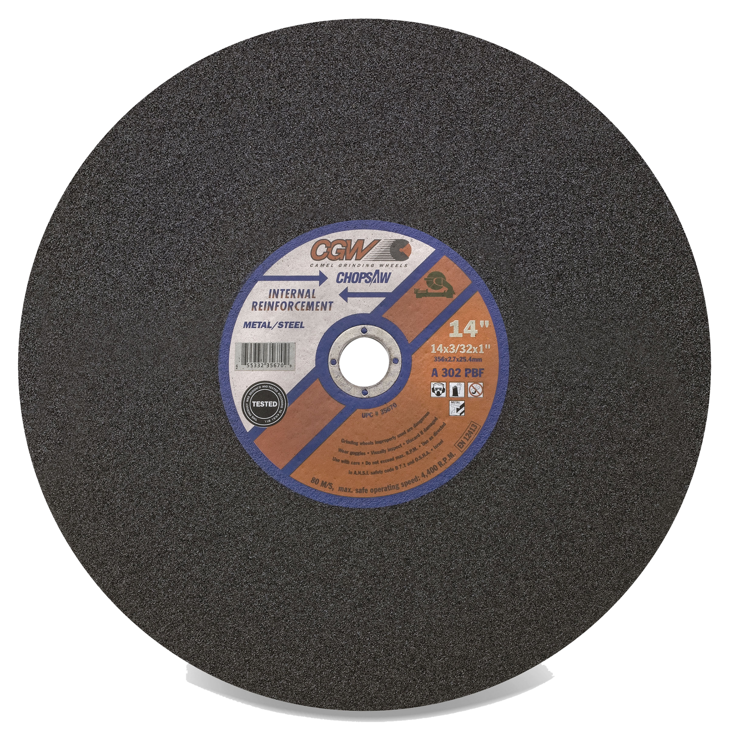 14" X 7/64" X 1" Type 1 36-Grit Aluminum Oxide Cutting Wheel