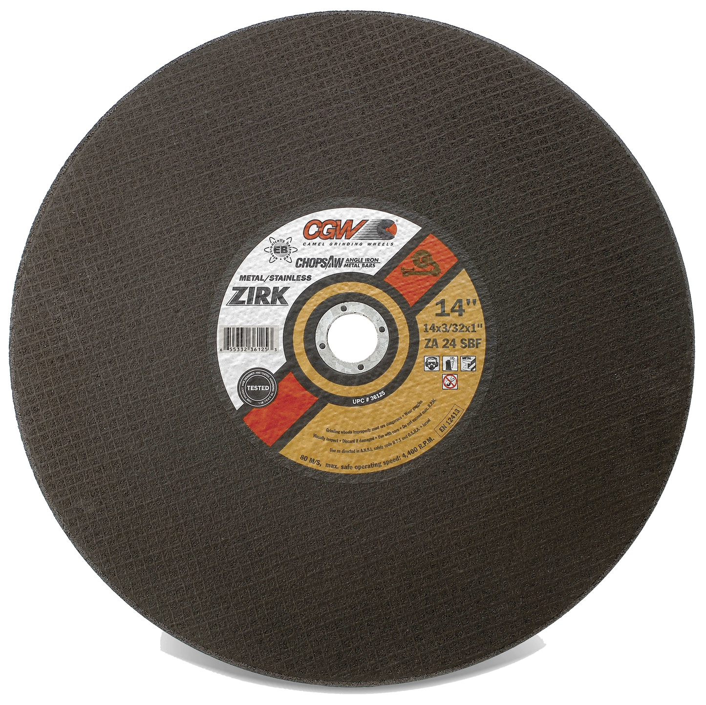 14" X 3/32" X 1" Type 1 30-Grit Aluminum Oxide Cutting Wheel