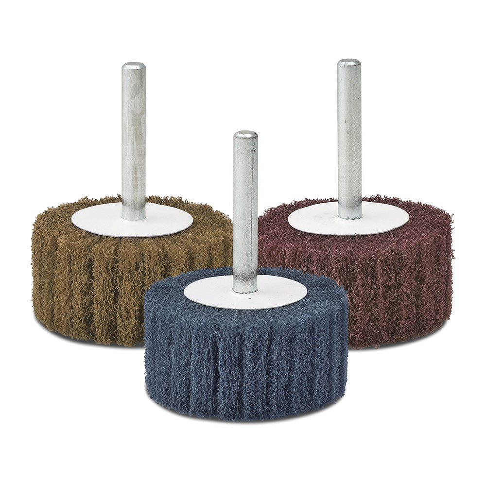 1" X 1" X 1/4" Shank Maroon Medium Non-Woven Surface Conditioning Flap Wheel