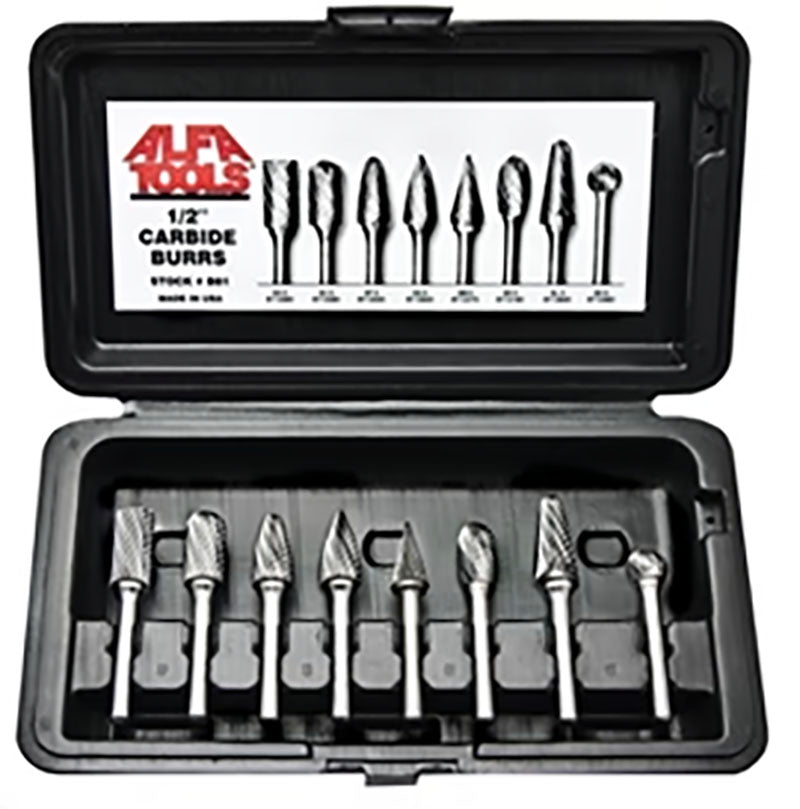 ALFA Tools 8 piece Micrograin Carbide Burr Set
