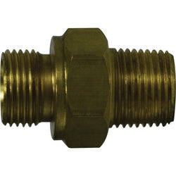 Hex Nipple 04-04 BRASS MALE BSPP X MALE NPT Brass