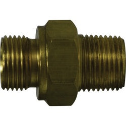 Hex Nipple 06-06 BRASS MALE BSPP X MALE NPT Brass
