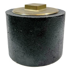 Raised Head Cleanout Plug 4X3-1/2 IRON BODYCLEANOUT W/RH BRASSPLUG
