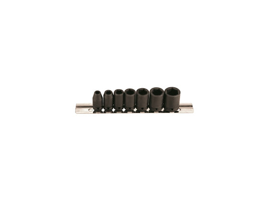 7pc 1/4 Sq Dr Impact Socket Set, 6pt, Standard Length, SAE
