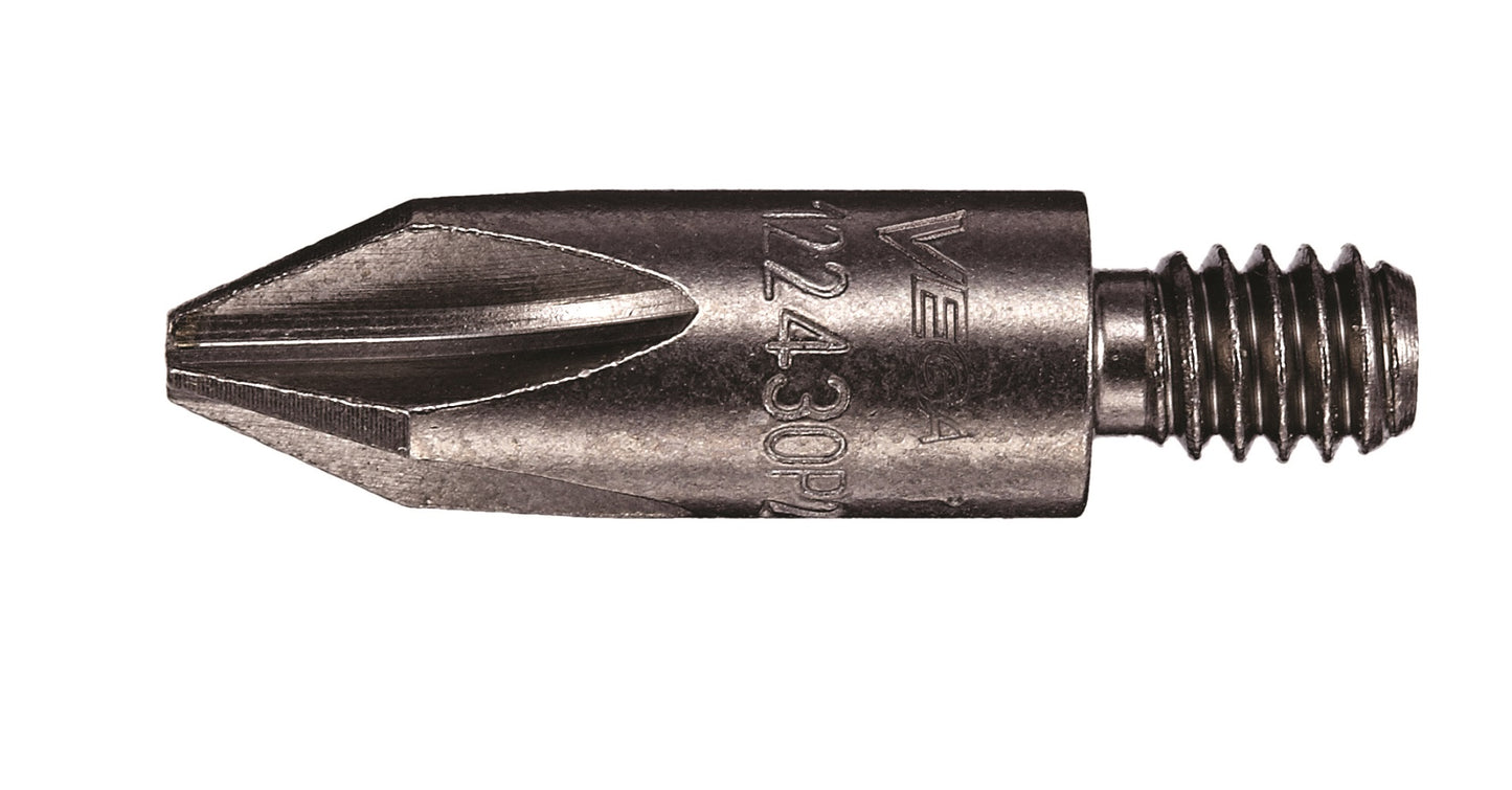 Phillips #2 12-24 Threaded Bit x 1-3/16 inch