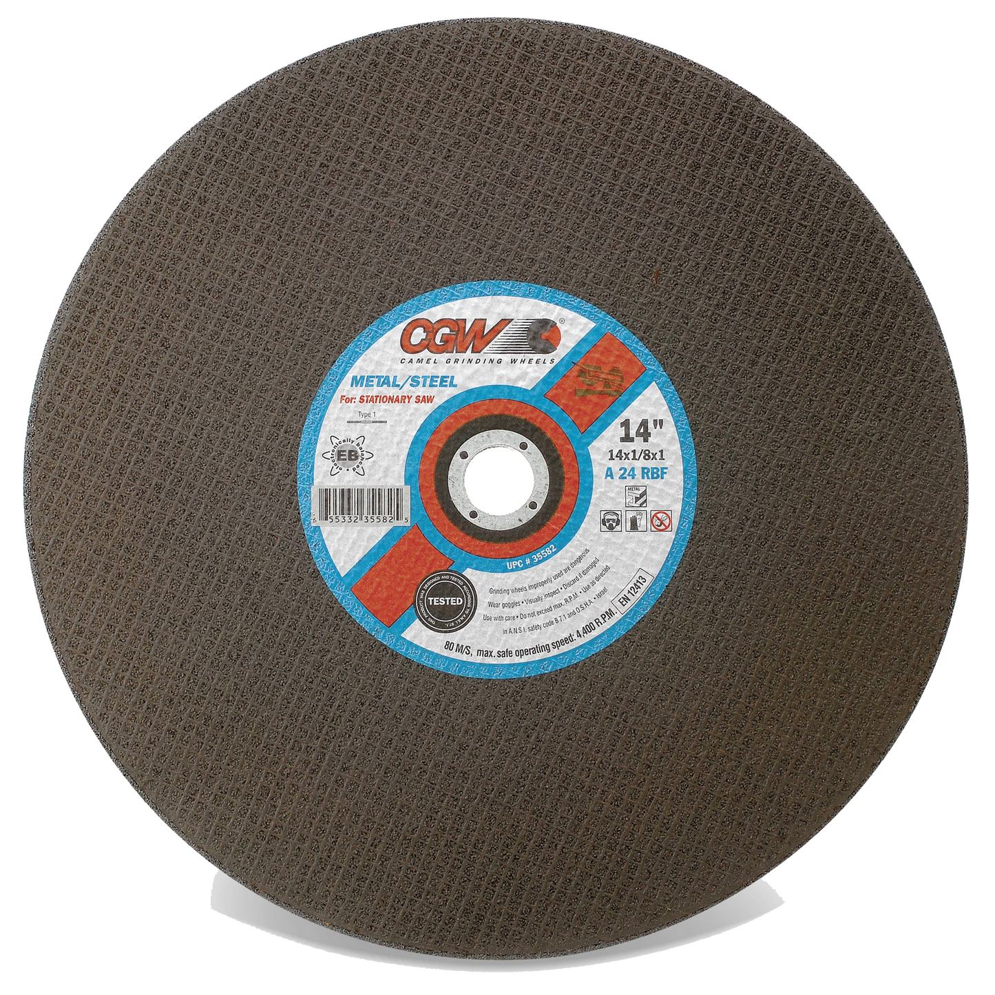 12" X 1/8" X 1" Type 1 24-Grit Aluminum Oxide Cutting Wheel