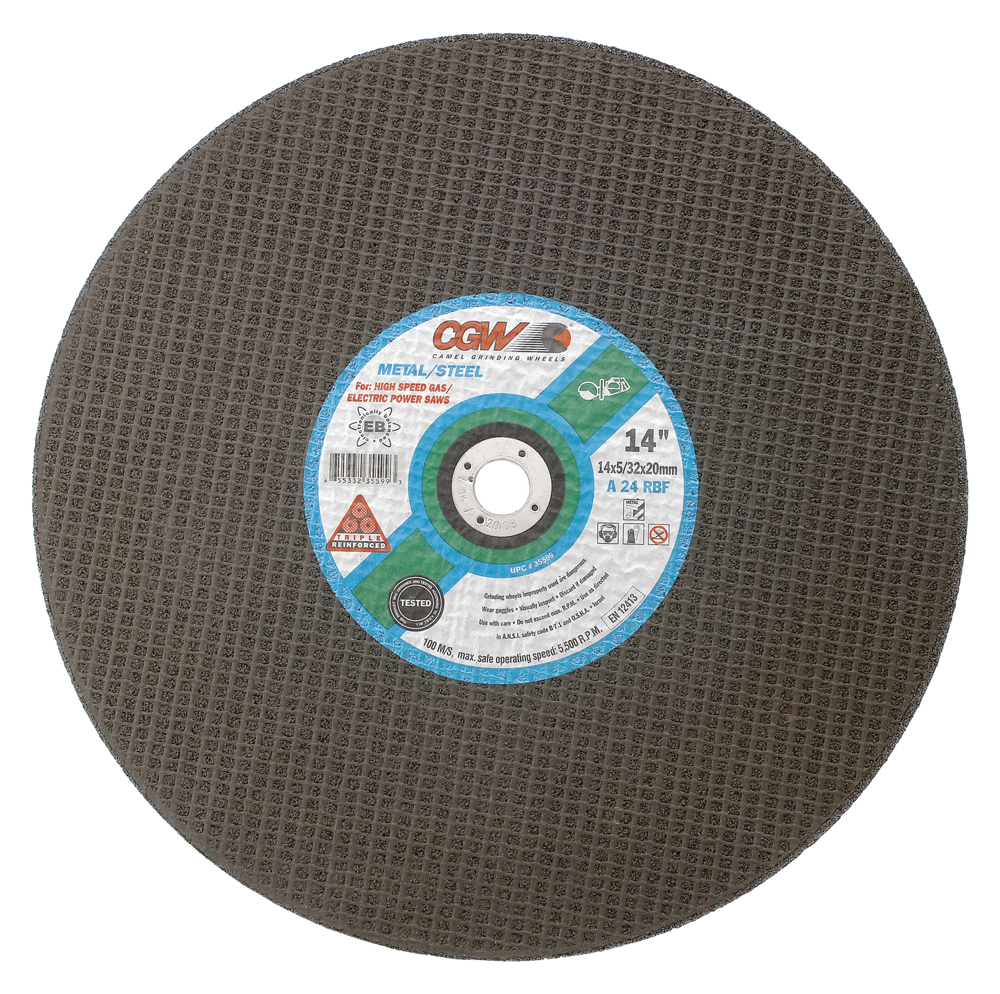 14" X 5/32" X 1" Type 1 24-Grit Aluminum Oxide / Silicon Carbide Cutting Wheel