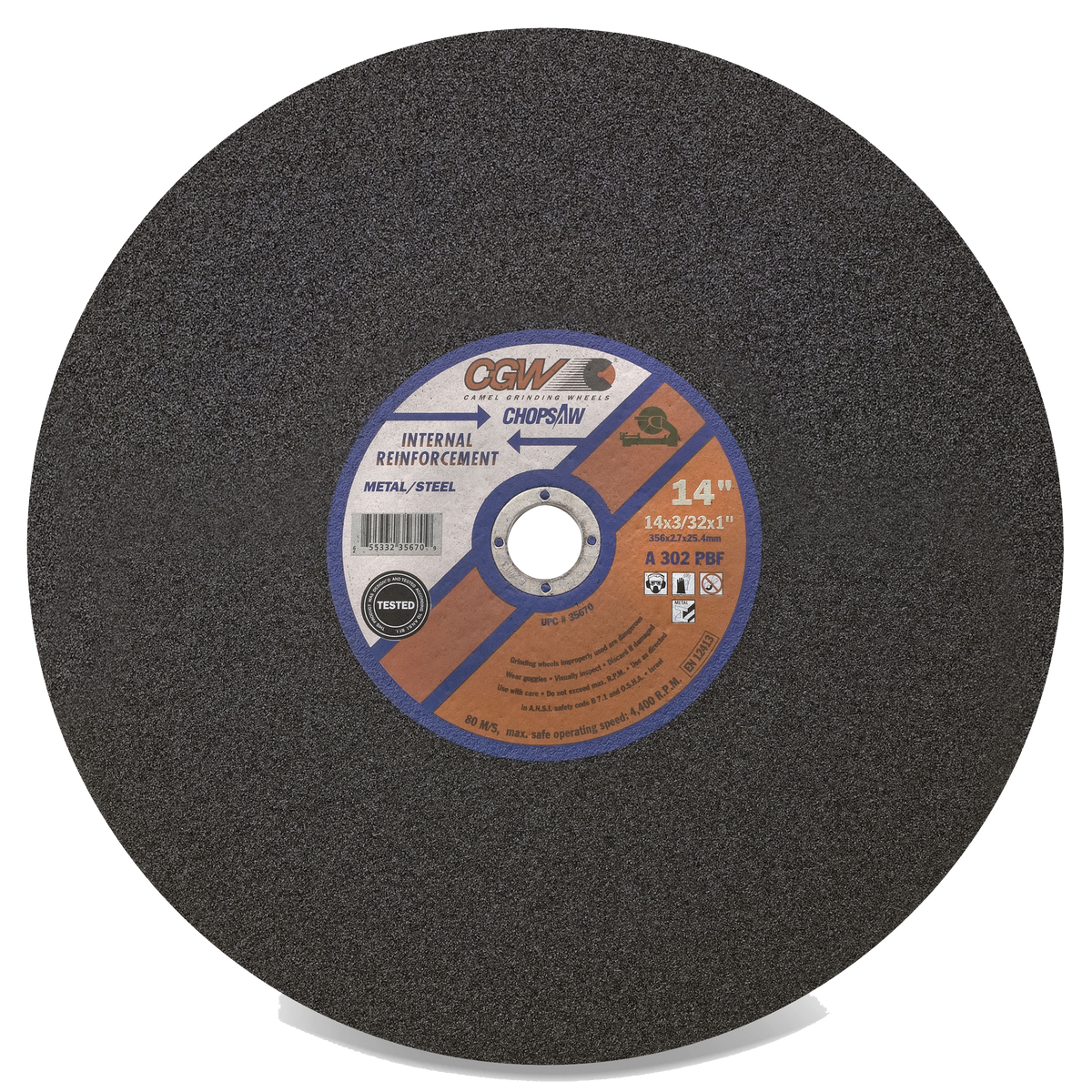 5" X 1/8" X 5/8"-11 A24-R Type 27 24-Grit Aluminum Oxide Grinding Wheel