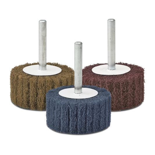 1" X 1" X 1/4" Shank Maroon Medium Non-Woven Surface Conditioning Flap Wheel