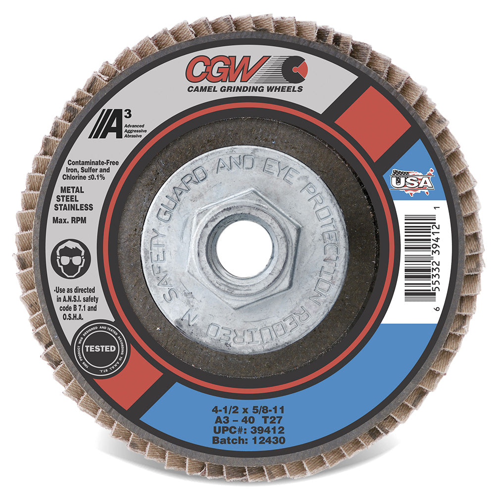4-1/2" X 7/8" Type 29 60-Grit XL A3 Aluminum Oxide Flap Disc