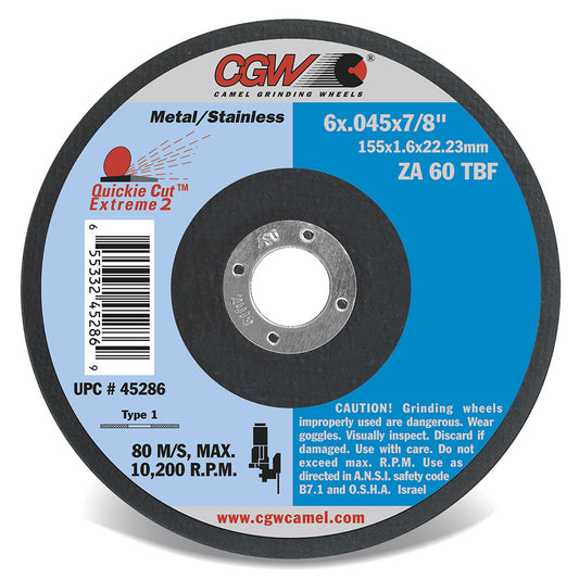 4-1/2" X .045" X 5/8"-11 Type 27 60-Grit Aluminum Oxide Cutting Wheel