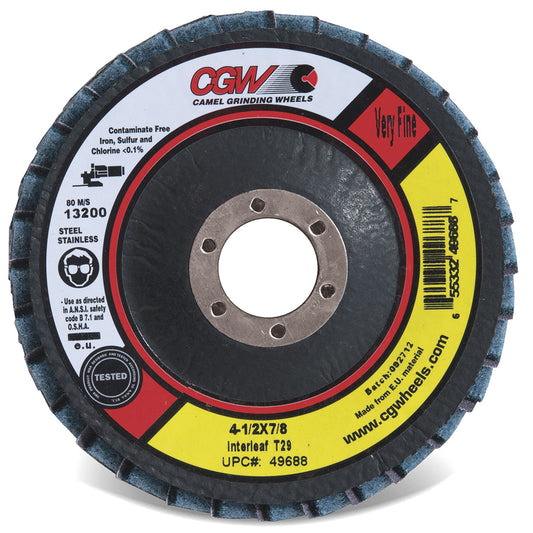 4-1/2" X 7/8" Type 29 Blue Very Fine NW & Aluminum Oxide Interleaf Flap Discs