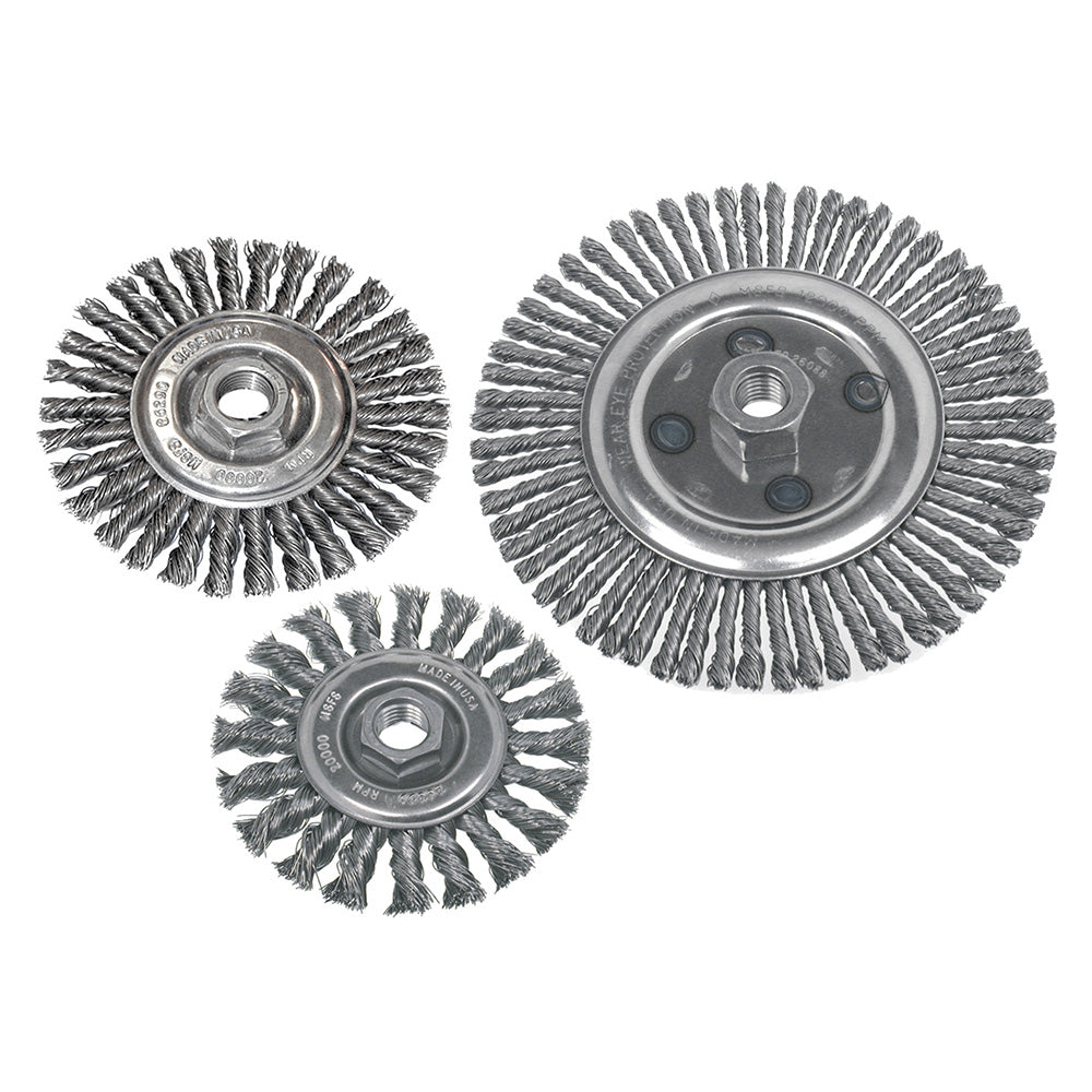 4" x 5/8"-11 Arbor .020" Wire 7/8" Trim Carbon Steel Stringer Bead Twist Fast Cut Wire Wheel