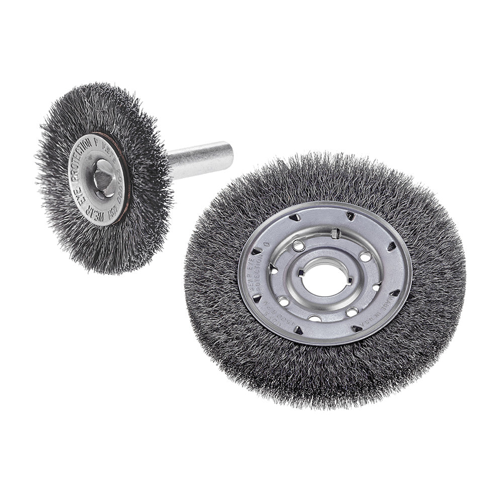 1-1/2" X 1/4" Shank .012" Wire 1" Trim Carbon Steel Crimped Concave Wire Wheel