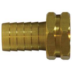 CHAMPION BRASS Straight Hex Swivel Adapter 3/8 X 3/4 HOSE BARB to FGH, SWVL HEX Brass