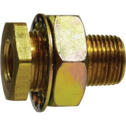 Bulkhead Connector 1/2 X 1-14 X 1/2 BRASS BULKHEAD