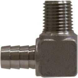 90-deg Elbow 1/2 X 3/8 BARB X MIP SS ELBOW